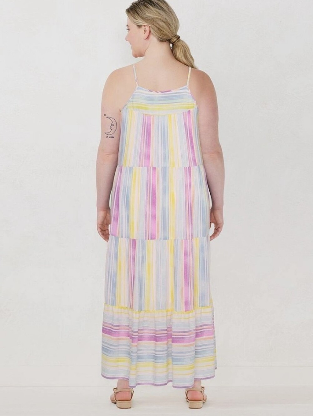 πΏπLC Lauren Conrad Striped Plus Size Maxi Dress with Lace Yoke Size 3X ππΏ - Picture 5 of 12